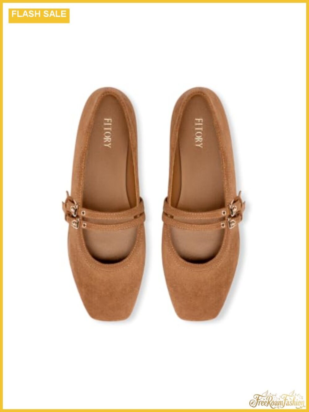 Women's Adjustable Mary Jane Flats - Square Toe, Latex Insole, Work & Casual